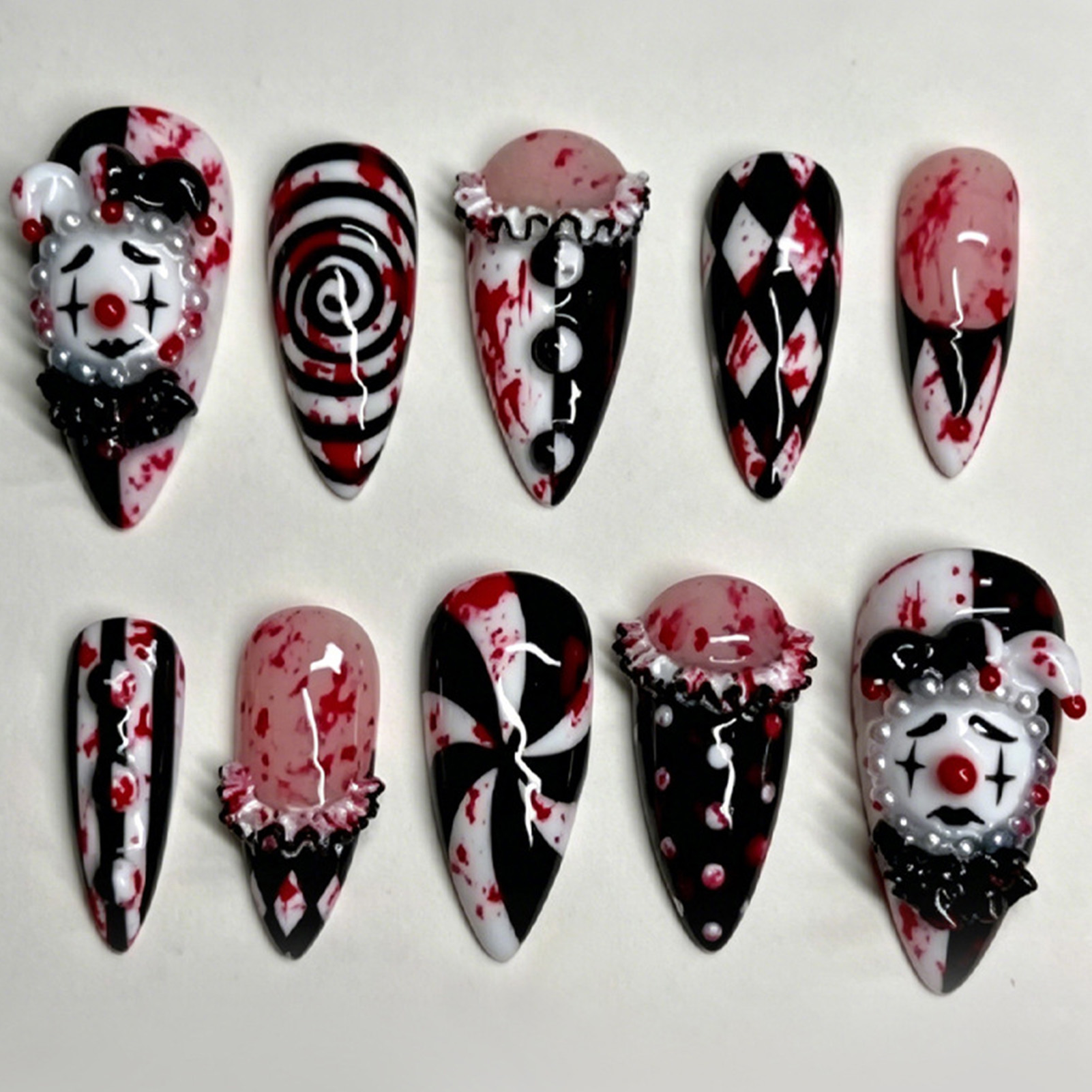 30pcs Funny Dark Clown Press O - Nail Art Press On review and price