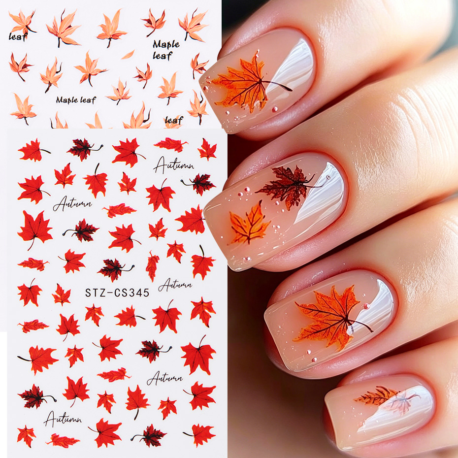 2pcs Watercolor Orange Red Map - Nail Art Orange review and price