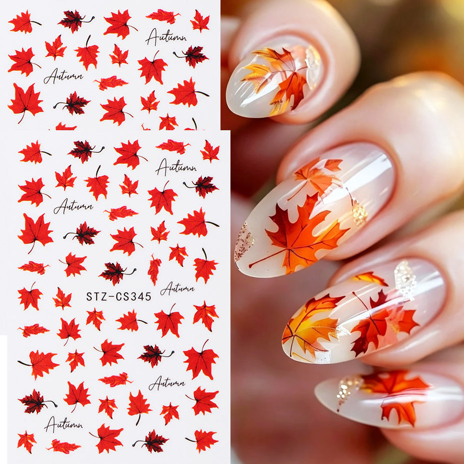 2pcs Watercolor Orange Red Map - Nail Art Orange review and price