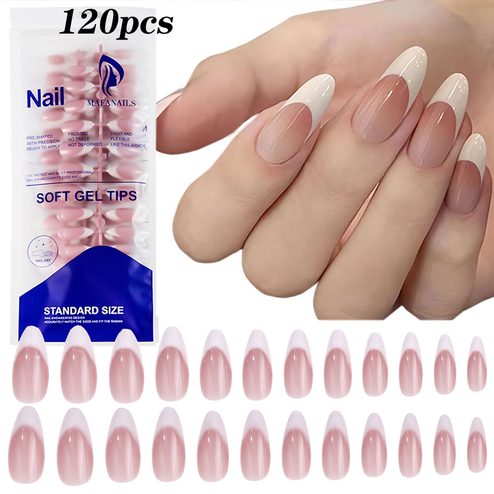 120pcs Pink Medium Almond Fren - Nail Art Pink review and price