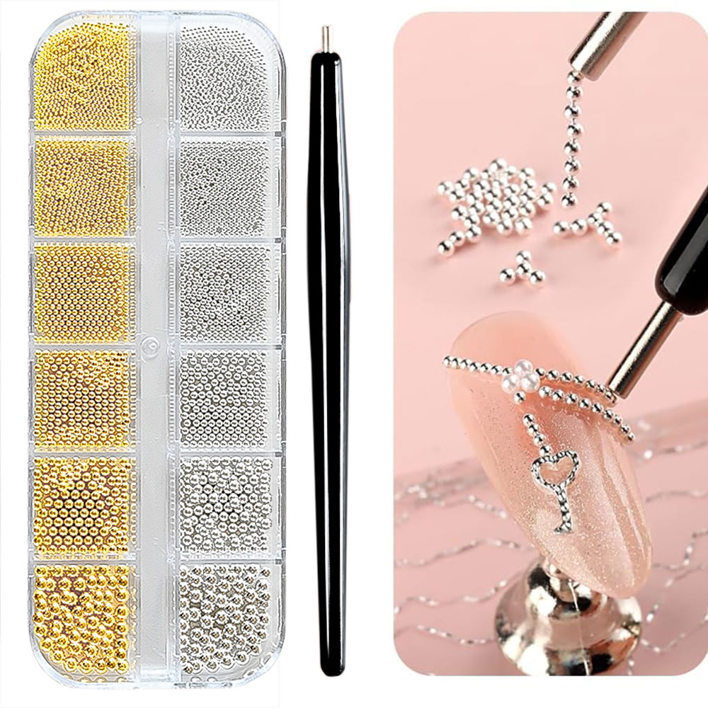 12Grid Gold/Silver Mini Caviar - Nail Art Valentines Day review and price