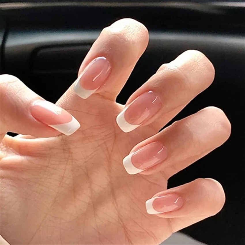 24Pcs/Set Short French Minimal - Nail Art Pink review and price