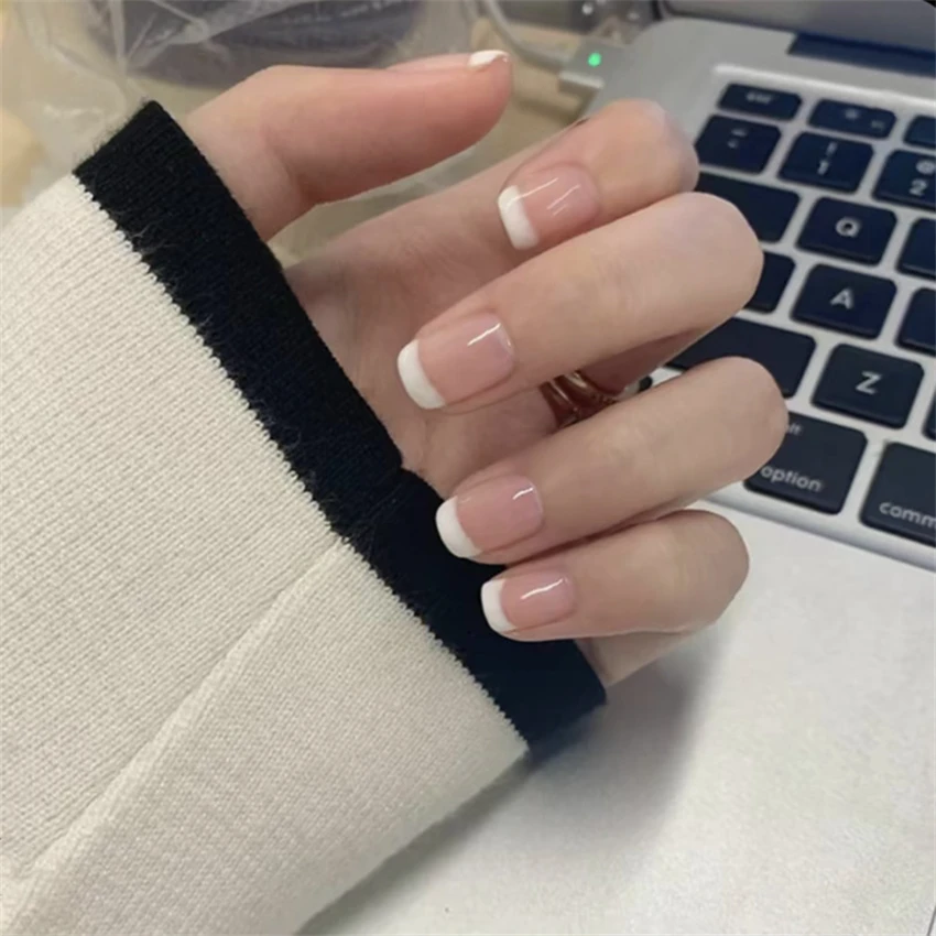 24Pcs/Set Short French Minimal - Nail Art Pink review and price