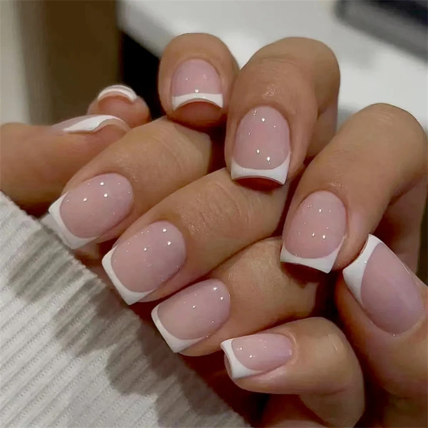 24Pcs/Set Short French Minimal - Nail Art Pink review and price