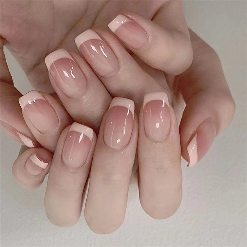 24Pcs/Set Short French Minimal - Nail Art Pink review and price