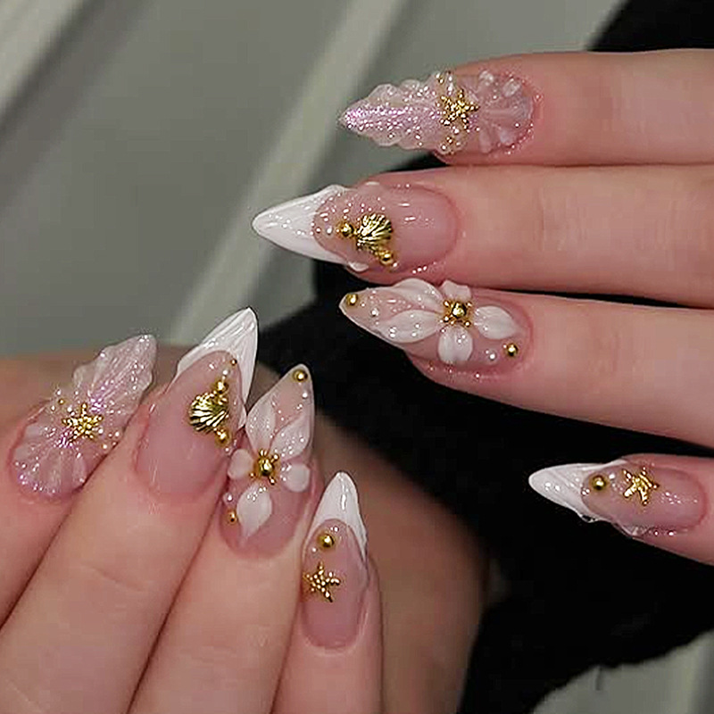 24pcs Finished Almond Press on - Nail Art Pink review and price