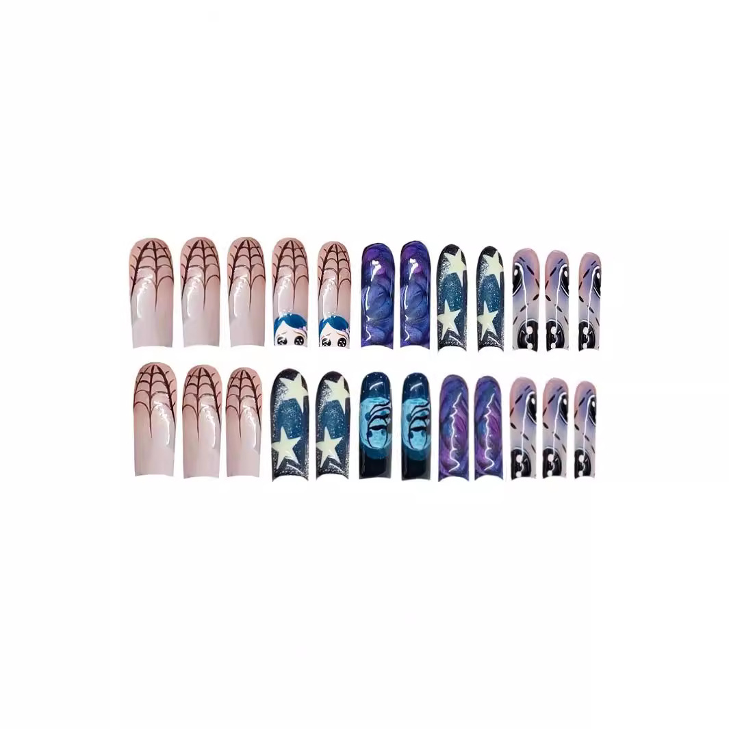 24pcs Y2k Star Graffiti Press  - Nail Art Press On review and price