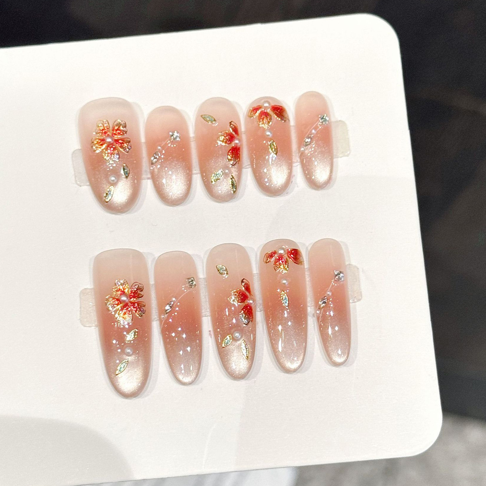 10pcs Handmade Fake Nails Pres - Nail Art Pink review and price